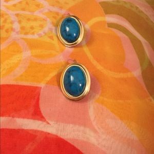 Vintage MOD Turquoise Gold tone Costume Earrings